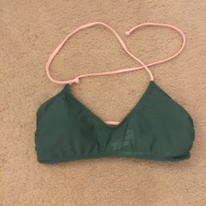 Olive green and light pink bikini top
